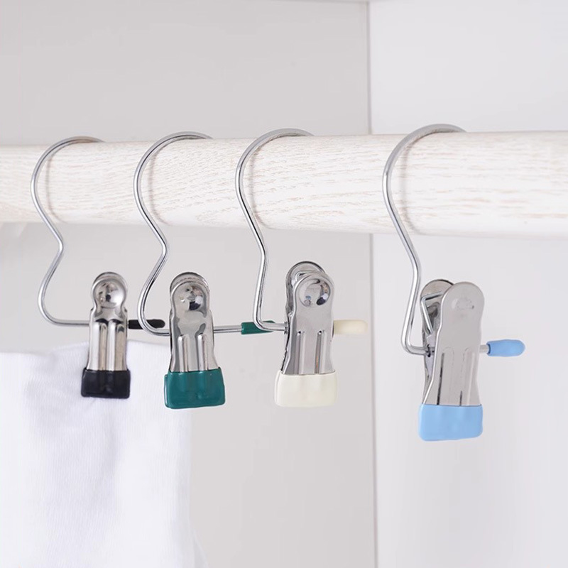 Clip multifuncional para colgar pantalones y pantalones de acero inoxidable de almacenamiento especial para el hogar con un solo clip de secado de ropa fuerte