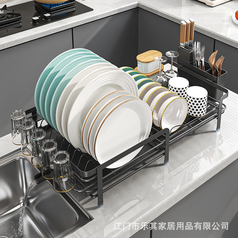 Estante de almacenamiento de platos de cocina, fregadero, palillos y platos, estante de almacenamiento de platos y platos, estante de drenaje retráctil multifuncional para la mesa doméstica