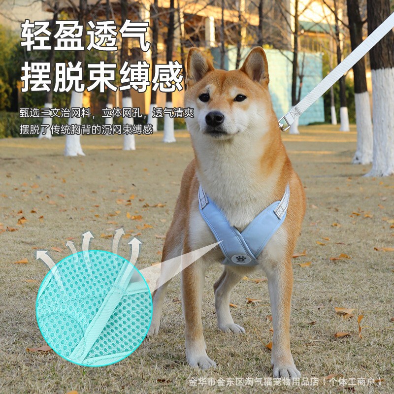 犬用リード、夏用通気性犬用ハーネス、防爆、調節可能な犬用リード、犬用首輪|undefined