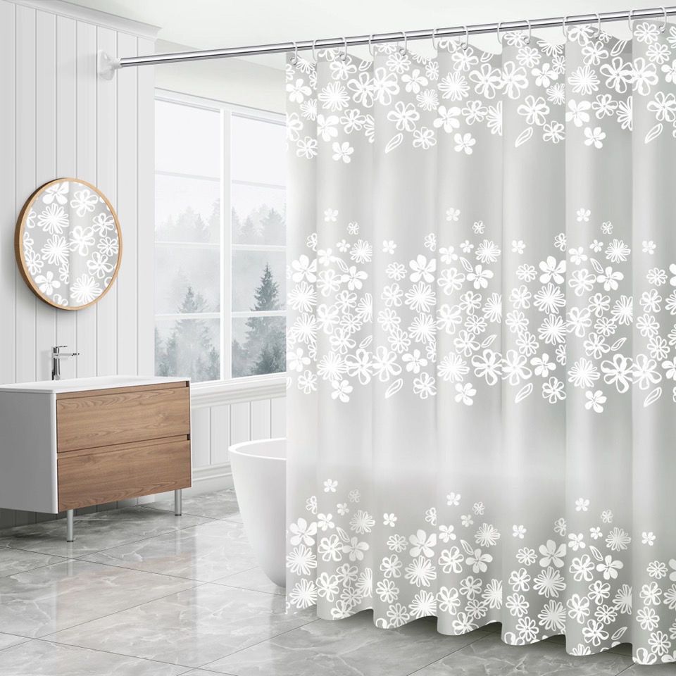Bathroom Shower Curtain Waterproof Door Curtain Curtain Partition Curtain Thickened Shower Curtain Punch-Free Shower Curtain Rod Set