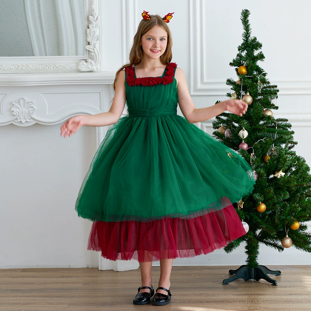 PLBBFZ Новогодний костюм принцессы SD085-Ink green, вечернее платье, косплей, 120–170 см для девочек