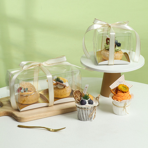 1/2/4 large fruit meringue puffs transparent small 3-inch tiramisu French mousse baking packaging box