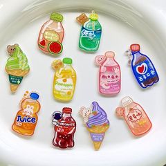 亚克力彩色冰淇淋饮料diy手工发夹头绳胸针手机壳冰箱贴贴片批发