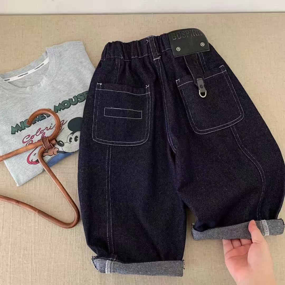 Primavera y otoño pantalones para niños coreanos, jeans para niños, pantalones casuales para niños, pantalones de piernas anchas para niños