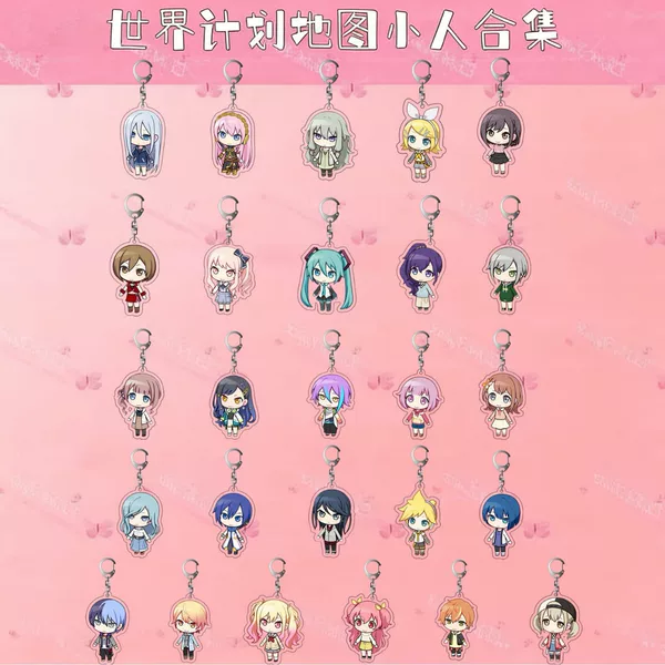 Project SEKAI PJSK all-character acrylic keychains, V Family Hatsune Kagamine Q-version pendants, fan-made merchandise