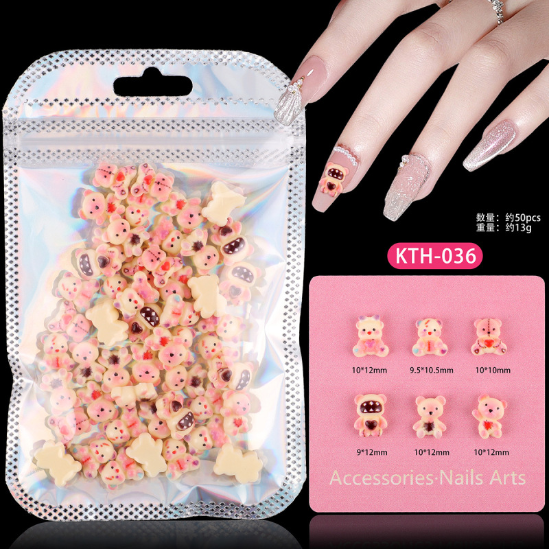 人気のネイルアートアクセサリーヒョウ柄 KT 猫バタークマバブルマートネイルアート漫画 diy ウェアラブルネイルアクセサリー|undefined