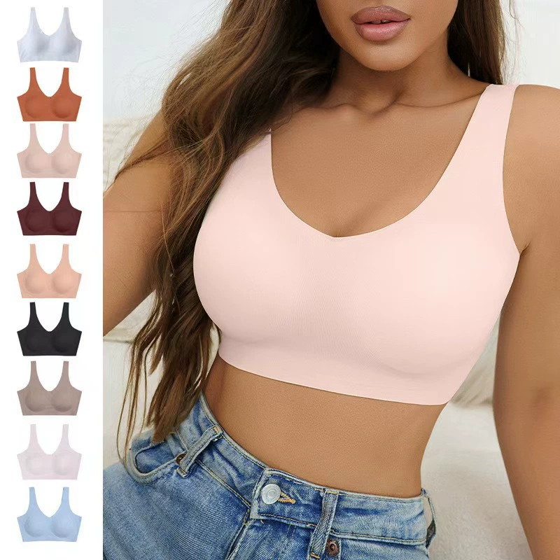 Трансграничный temu взрывной плюс большой размер без стального кольца съемные грудные коврики Женское нижнее белье Европа и США Спортивные женские нижнее белье