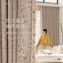南洋玫瑰网红新款遮光窗帘客厅卧室法式奶油风高级感色织提花窗帘