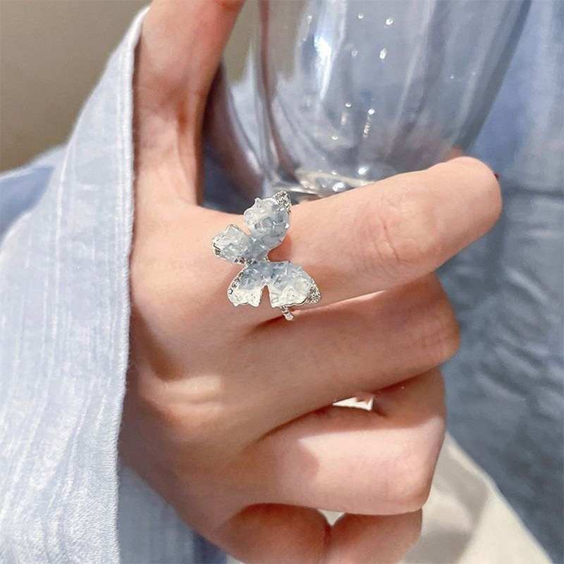 锆石蝴蝶时尚开口戒指女小众设计感食指戒简约高级感百搭手饰批发|undefined