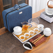 羊脂玉旅行茶具陶瓷盖碗茶壶杯白瓷家用简约中式整套便携