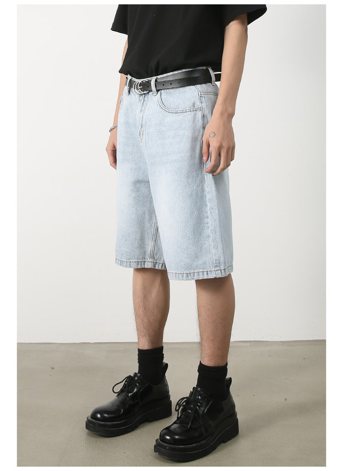 Quần short nam denim họa tiết rằn ri phong cách công sở đi biển — Màu trắng, Màu đen, Màu đất gỉ sét, Ngụy trang màu mơ chi tiết 29