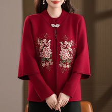 妈妈秋装毛衣外套上衣老年人套装十月份结婚衣服喜婆婆婚宴装礼服