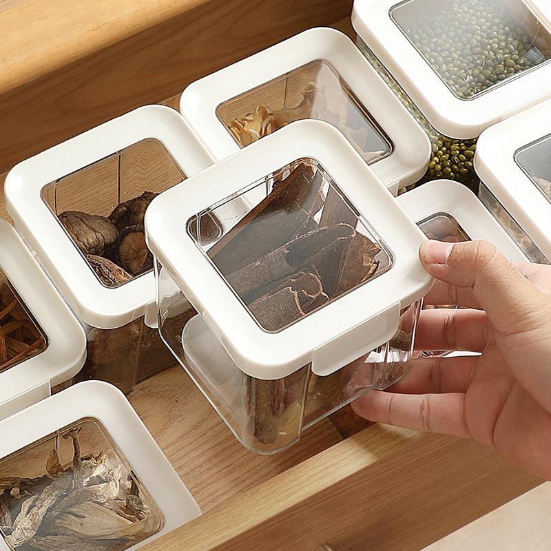 Japanese White Lid Sealed Jar Grain Food Jar Plastic Storage Jar Coffee Bean Storage Jar Spice Storage Box