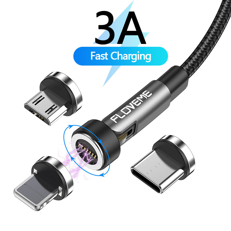 Floveme magnetische Telefondaten 7-poliges 3A schnelles Drei-in-Eins-Ladekabel geeignet für Apple und Android TypeC_voghion.com