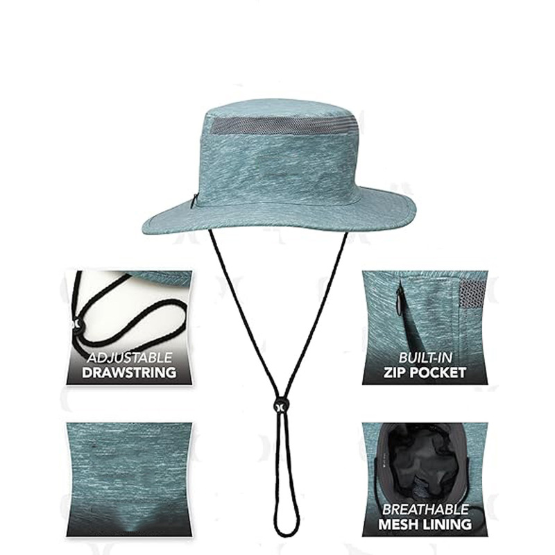 Amazon Cross-Border Custom Breathable Fisherman's Hat with Zipper Pocket Outdoor Sun Hat Windproof Mountaineering Fishing Hat