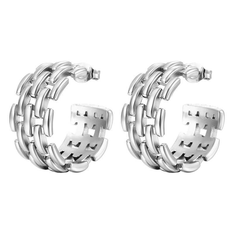 Europeo y americano de cercanías todo partido cadena de la torsión de la bobina tejida círculo pendientes elegantes 18K pendientes de oro femenino ins alto sentido