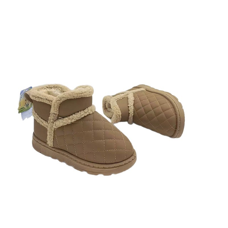 34-39 Tamaño de invierno de niños botas de nieve 2025 nuevas botas cortas para niños con botas de algodón gruesas para bebés calientes