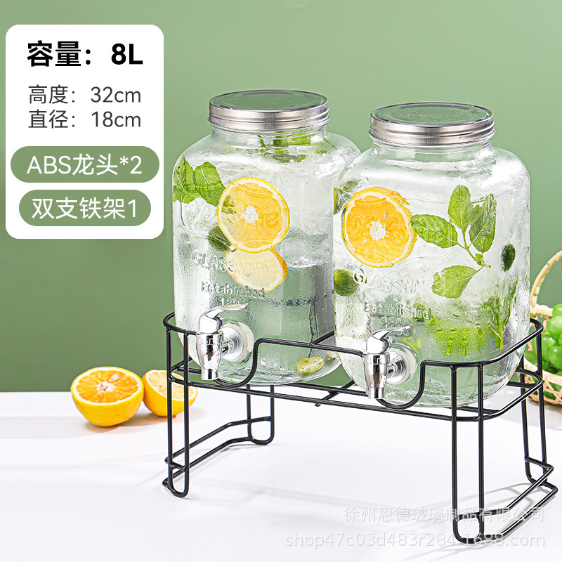 Barril de vidrio grueso barril de cola transparente con grifo sellado barril de frutas taza hervidor certificación de grado alimenticio image 43