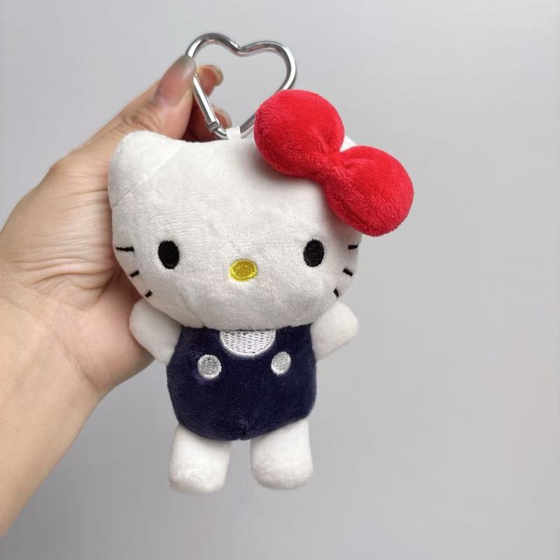 网红背带裤HelloKitty挂件猫经典款毛绒公仔挂件可爱玩偶包包挂饰|undefined
