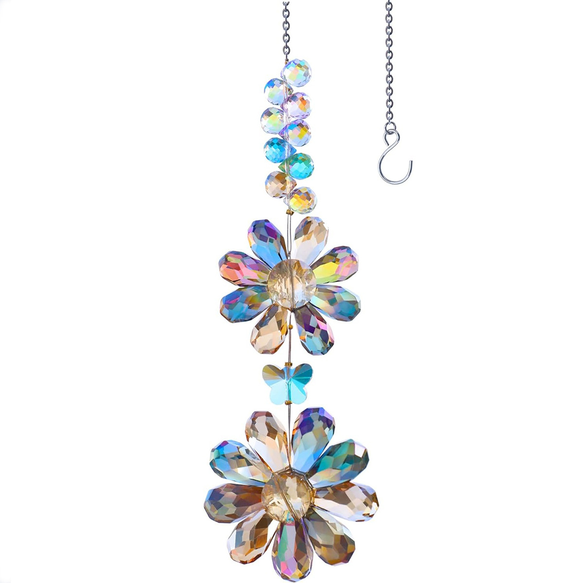 100g Weight Suncatcher, Wind Chime Home Textiles & Decor Type pendant Classification 1 Piece Quantity Home, Outdoor Occasion Artificial Crystal Material Flower Pattern Elegant, Shiny Style Elegant Shiny Flower Artificial Crystal Suncatcher Wind Chime Wall Art 7