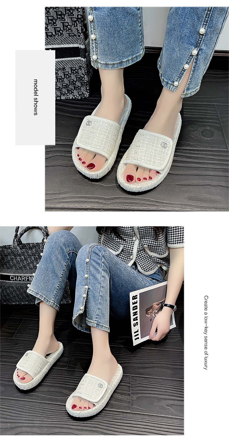 Women's Thick-soled Casual Velcro Slippers For Summer Wear_voghion.com