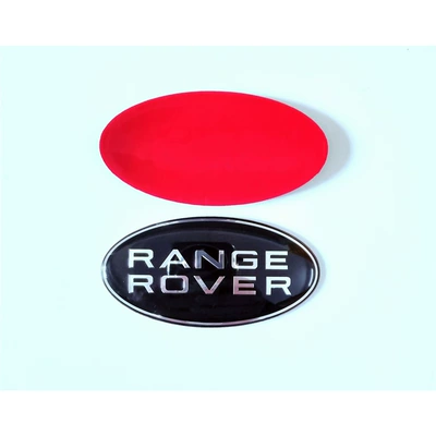 Car logo — Rover emblem, Range Rover Sport - standard-new-oval-shaped-black-background-silver-lettering-center-grille-emblem-sold-individually