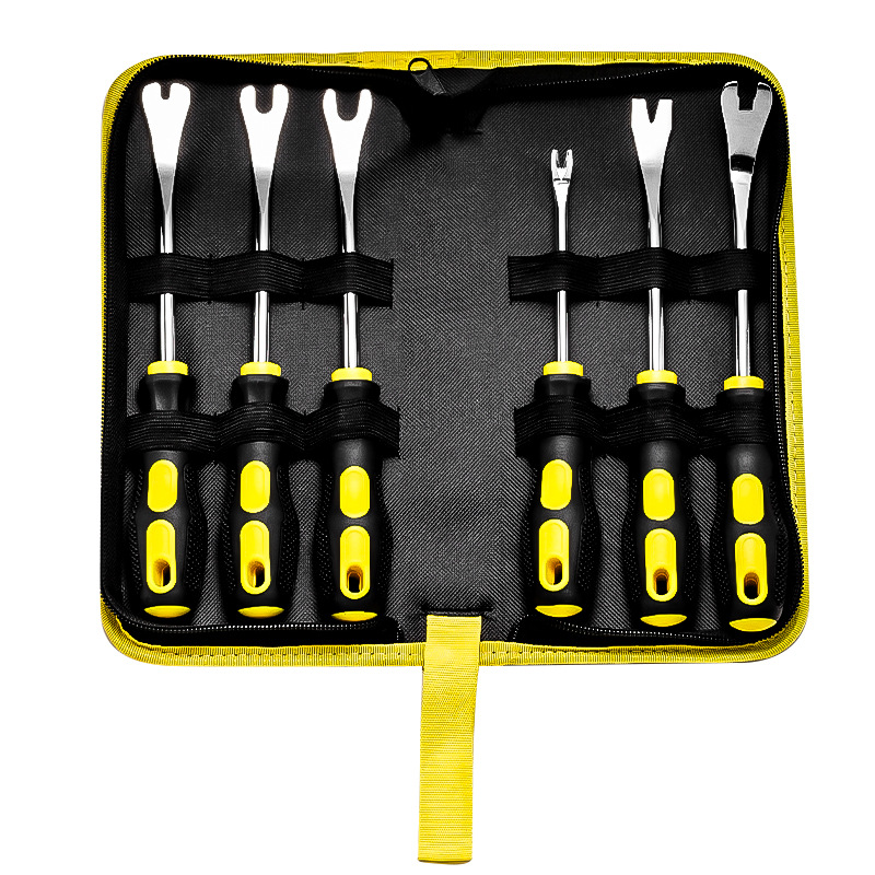 Herramienta de desmontaje de paneles de puertas de automóviles, un conjunto completo de herramientas de clavos de plástico de automóviles, herramientas de palanca, tornillo de fijación