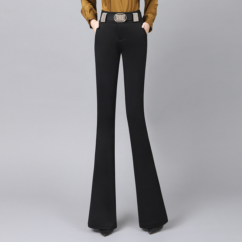 Large Size Black Suit Flared Pants Women's Spring New High Waist Pants for Small Women