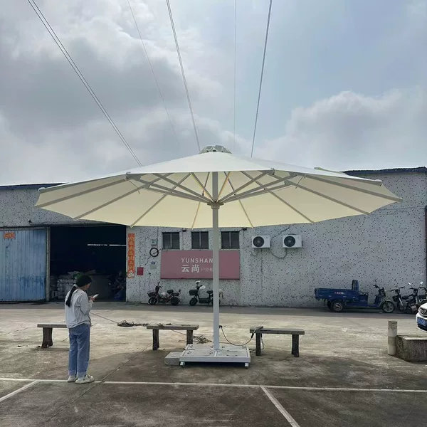 Villa Hotel Large Outdoor Parasol Commercial Aluminum Alloy Central Column Imperial Umbrella with Light and Square Engineering Large Umbrella