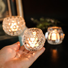 Nordic light luxury wedding props glass crystal retro romantic candle lamp household dining table candle holder decoration accessory
