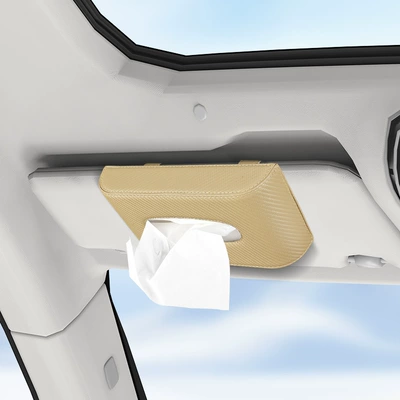 Car tissue box/set armrest box tissue dispenser, car - hanging-type-beige