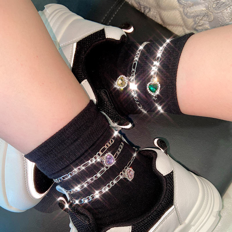 Simple Style Heart Shape Alloy Plating Inlay Rhinestones Womenu0027S Anklet 1 Piece