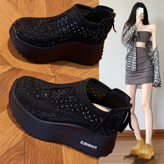 Genuine Leather Torre Shoes Casual Shoes Women's 2025 Summer New Style Perforated Breathable Thick Sole All-Match Height-Increasing Vintage Women's Trendy Shoes