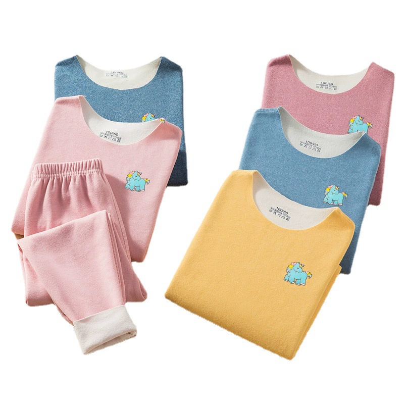 Осеннее двухцветное двустороннее детское бесшовное термобелье AB, пижамы, осенние брюки с круглым вырезом, нижняя рубашка оптом