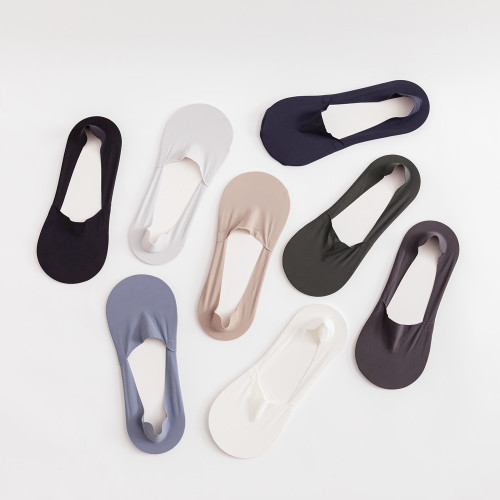 Pure Color Boat Socks Cotton Slipping Resistant Sweat Absorbent Sports Men's Ice Silk Boat Socks Thick Invisible Socks Versatile Fashion