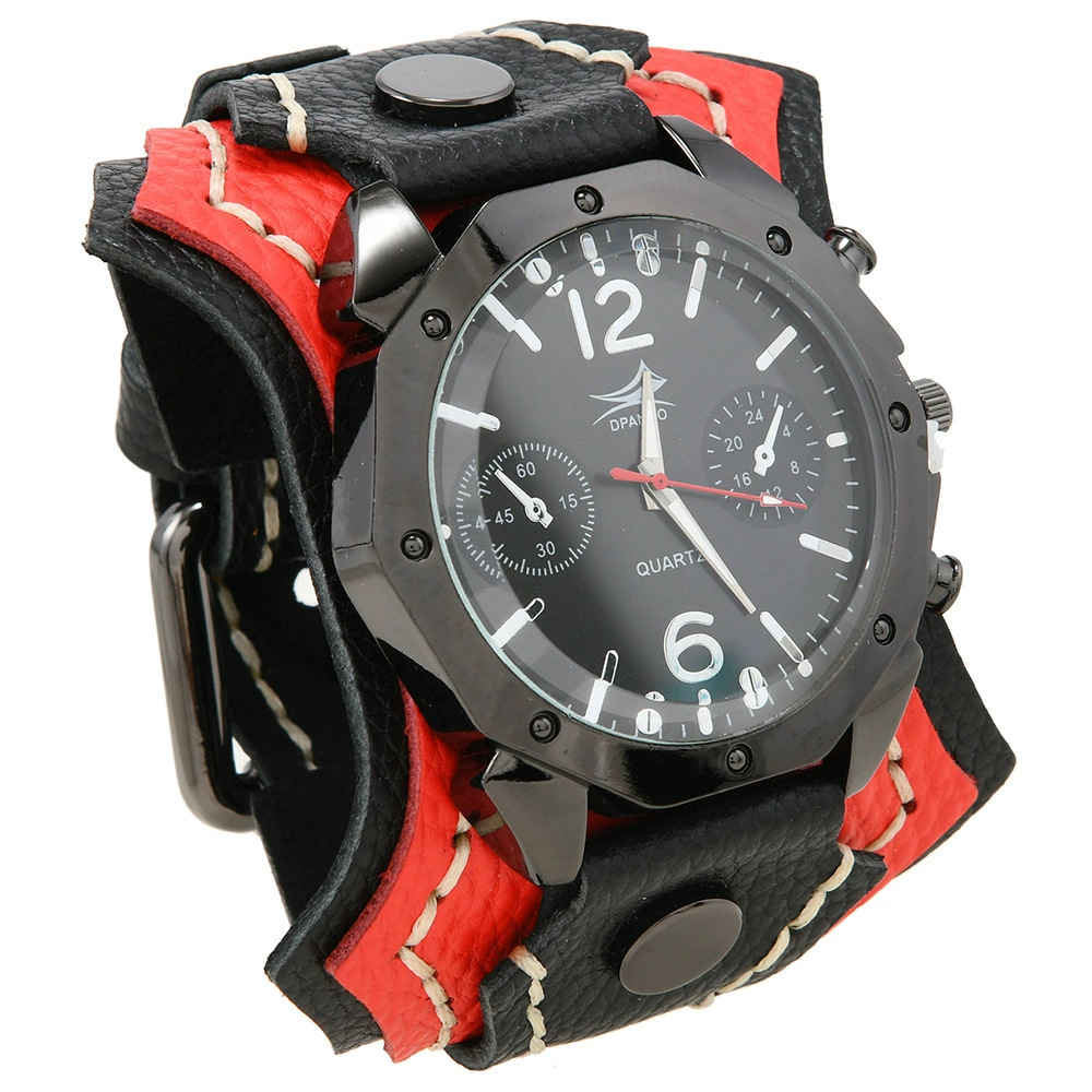 Cross-border New Jewelry Vintage Hand-stitched Leather Watch European and American Fashion Trend Exaggerated Men's Cowhide Bracelet