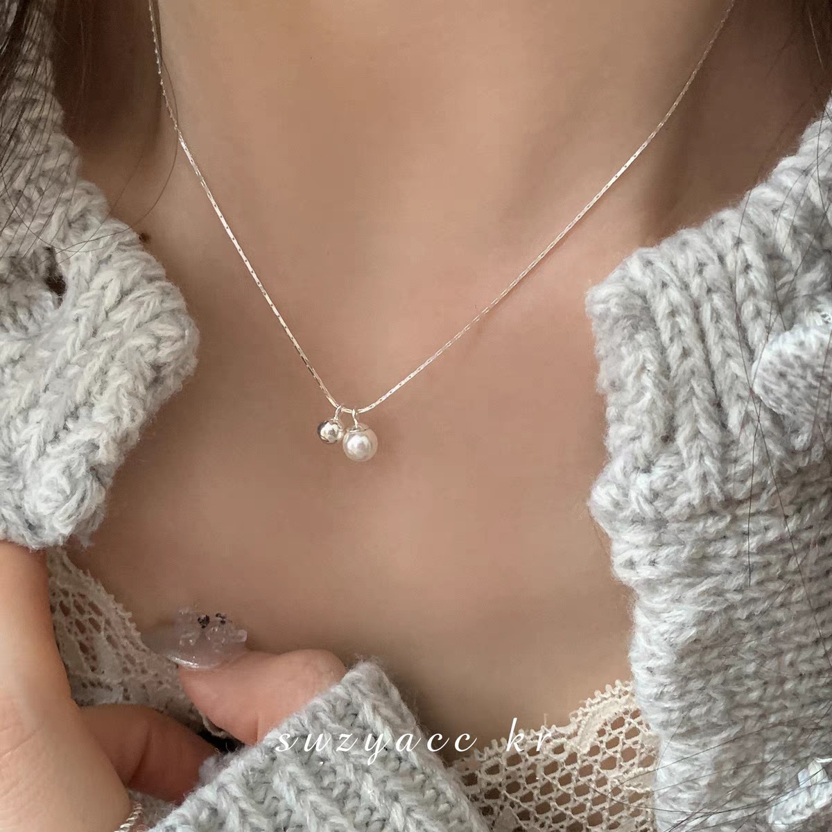 S999 Sterling Silver Gardenia Necklace Sweet Floral