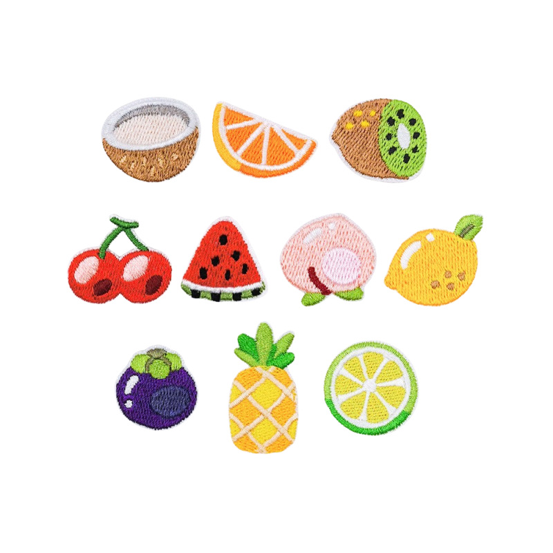 Zhinuo bordado de la computadora de dibujos animados de frutas bordado pegatinas accesorios de bricolaje Ropa Decoración parche Pegatinas de tela lindo autoadhesivo