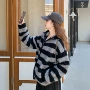 新款条纹连帽春秋开衫
