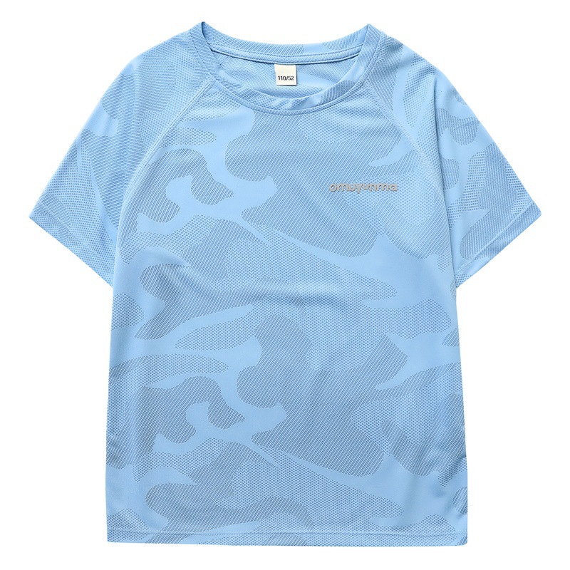 Camiseta de manga corta de secado rápido con temática de panda para niños, camiseta transpirable de malla de secado rápido para niños, ropa deportiva para niños de Qingdao