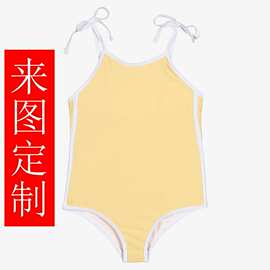 儿童女童素色冰丝牛奶丝莱卡防晒SPF50+沙滩泳衣儿童面料泳衣工厂