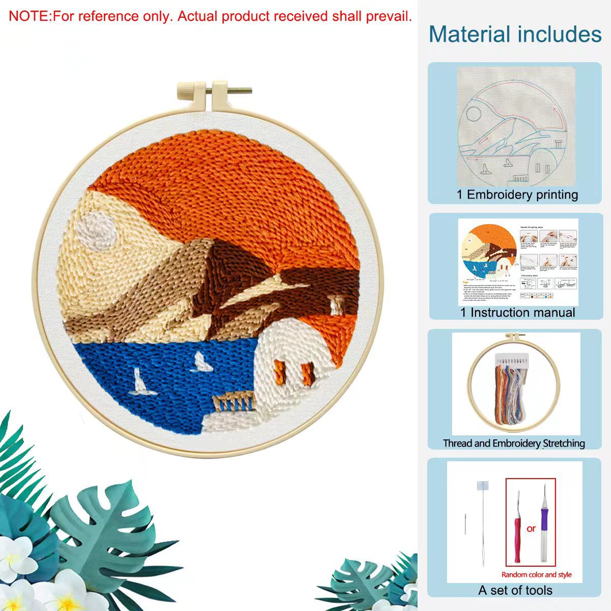 Paquete de material de lana fina bordado de verano para niños junto al mar DIY kit simple principiante bordado image 9
