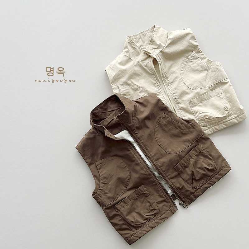 Harajuku estilo de los niños ropa de trabajo Chaleco de invierno nuevas niñas pequeñas y medianas estilo coreano forrado de lana caliente de moda chaleco fresco ropa para niños