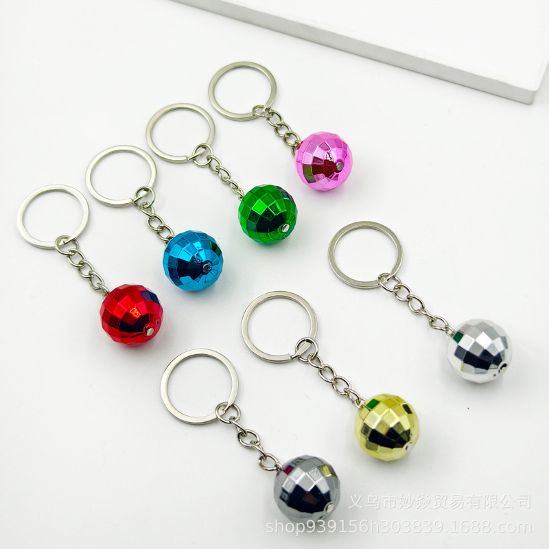 Cross-border color DISCO disco ball key chain toy laser ball pendant CCB mirror ball car pendant