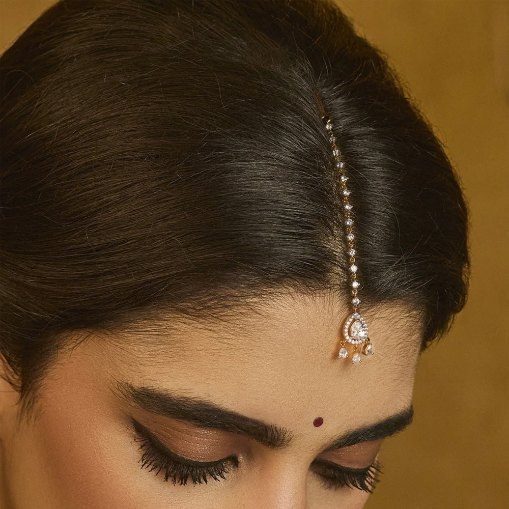 Cross-border hot-selling water drop forehead ornament, simple exotic style rhinestone hair chain, Indian bride wedding headpiece