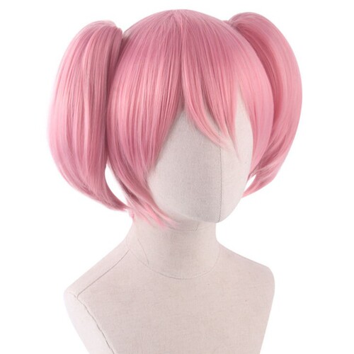 Puella Magi Madoka Magica cos wig smoke pink double tiger clip deer eyes Madoka fragrant square Yamen anime wig Mu Fei