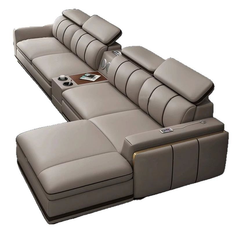 Sofá de cuero de piel de vaca de primera capa de lujo ligero italiano sala de estar apartamento grande y pequeño en línea recta combinación de chaise sofá de cuero para el hogar