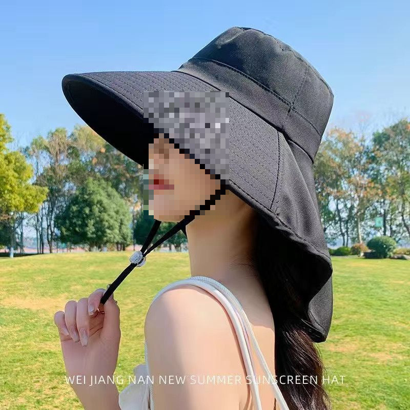 女性のための大きなつばの日よけ帽子 2025 新しい夏の抗 UV 日よけ帽子首保護漁師の帽子日よけ帽子|undefined