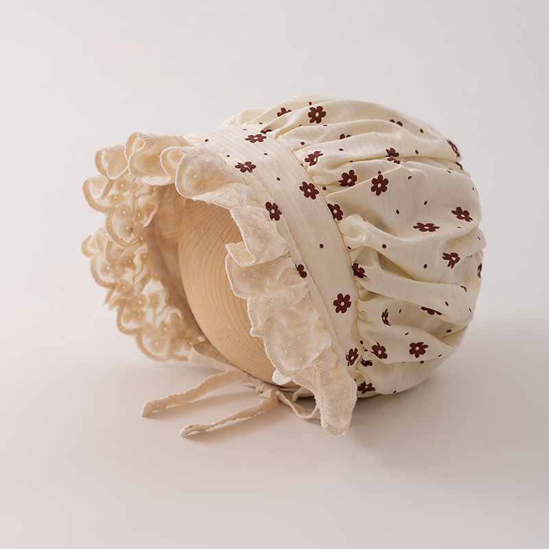 3-12 Sombrero de bebé recién nacido de primavera y otoño delgado bebé pequeño mes de edad bebé princesa sombrero de encaje flores