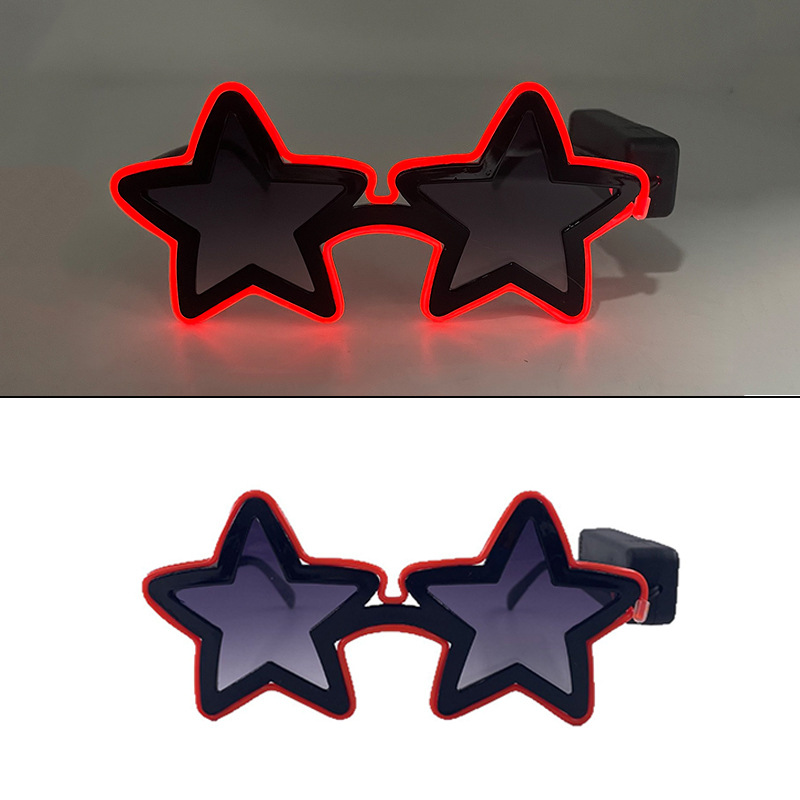 Nuevas gafas luminosas LED, barra de fiesta, festival de música de Bengdi, gafas luminosas de estrella de cinco puntas, accesorios brillantes
